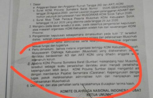 Madra Indriawan Minta KONI Sumbar Tidak ‘Berpolitik’ Tentang Pelanggaran AD/ART Yang Terjadi di Musorkab KONI Kabupaten Solok